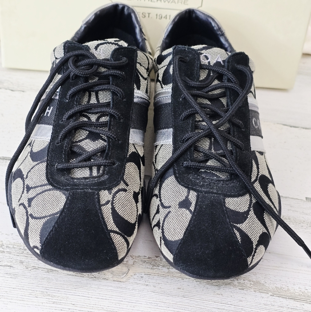 Coach Women's Black and Silver Jayme Sneakers - Picture 2 of 7